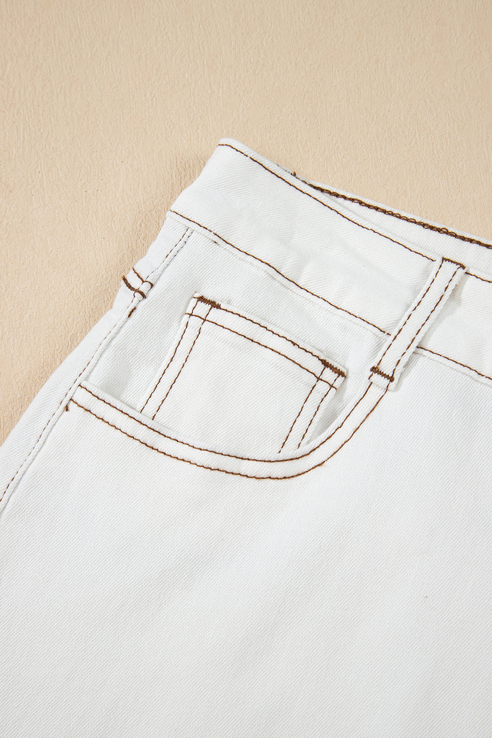 98% Cotton White Raw Hem High Waist Denim Shorts