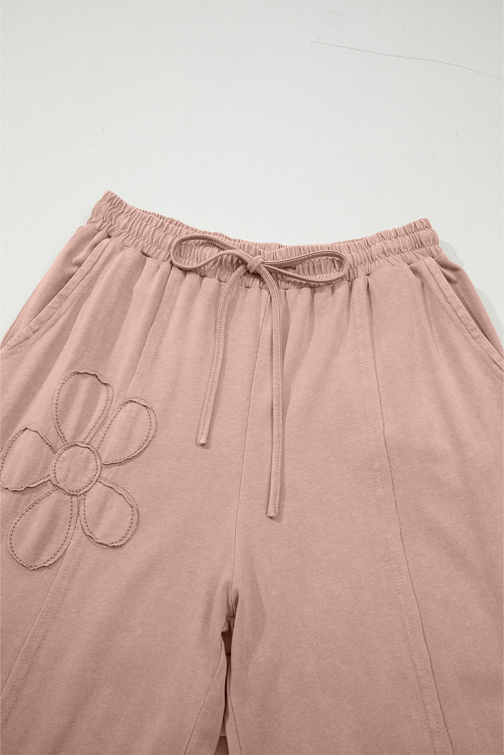 100% Cotton Flower Patch Mineral Washed Cropped Wide Leg Pants