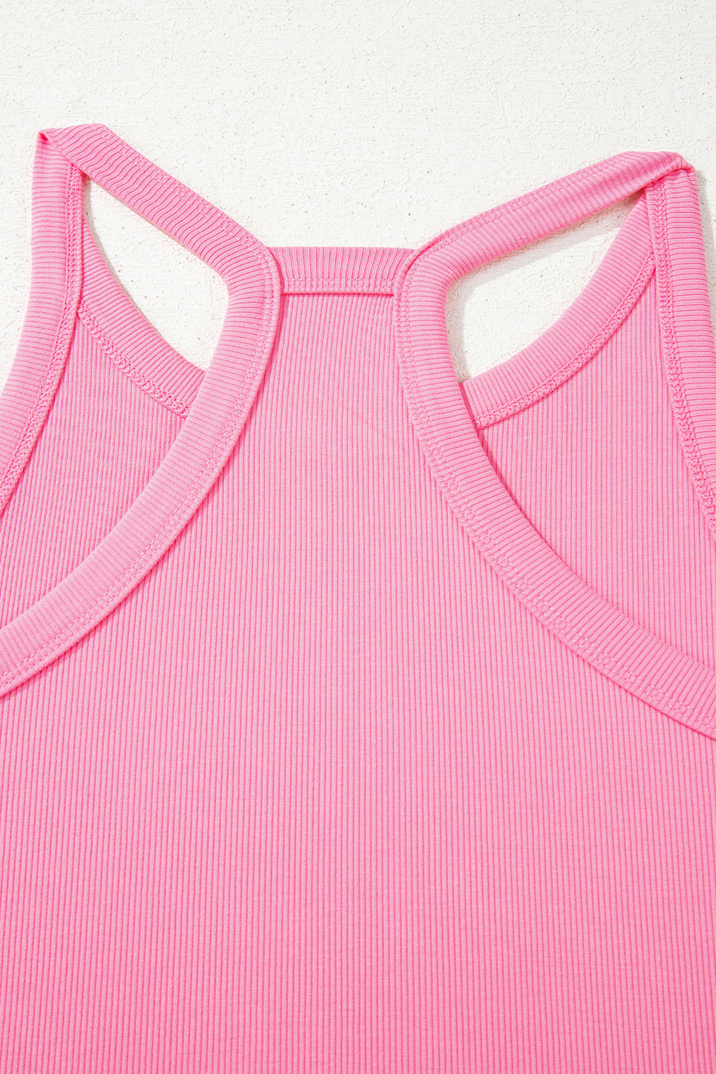 Elastic Sachet Pink Ribbed Tank Top and Sweatpants Set
