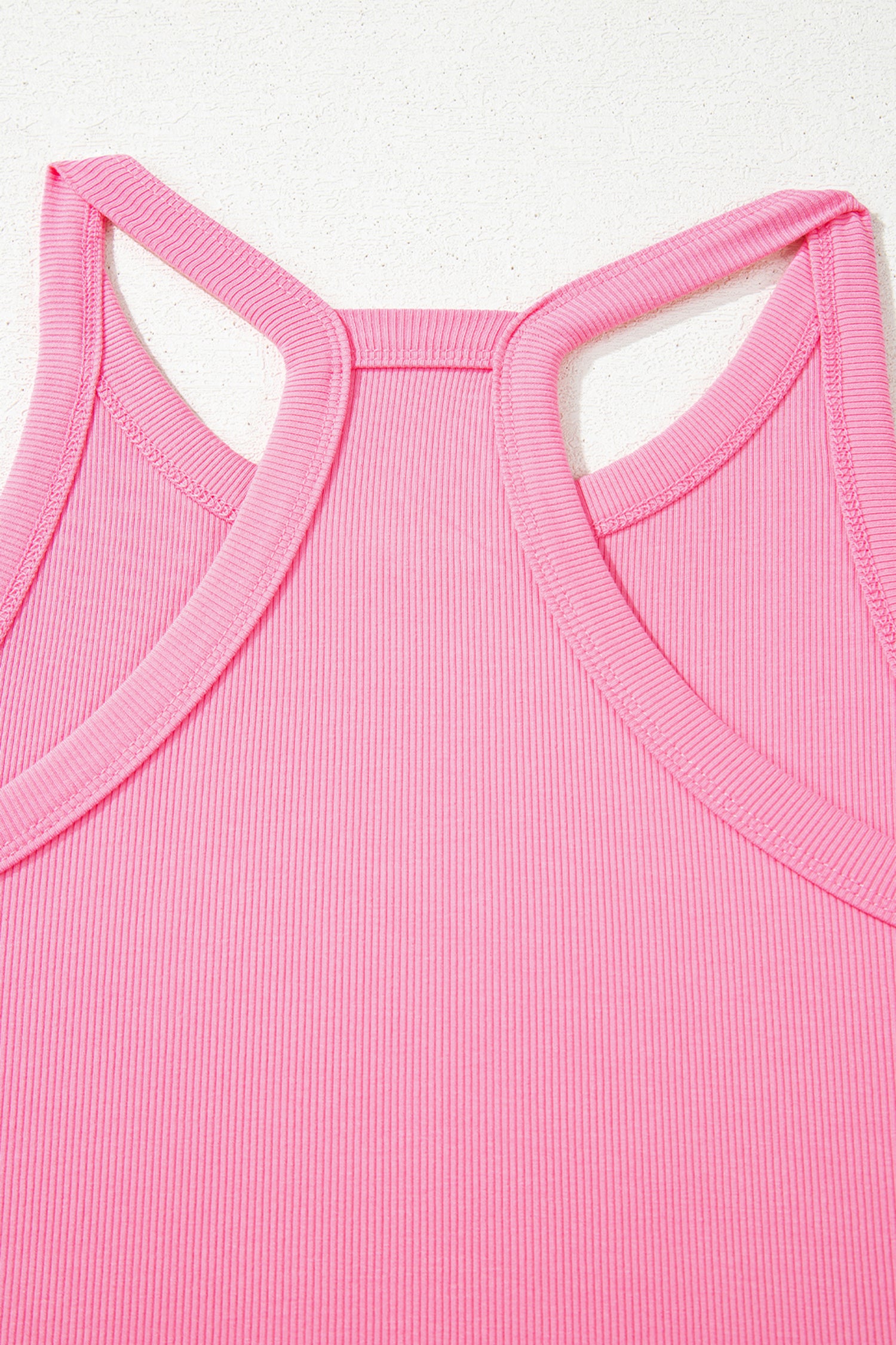 Elastic Sachet Pink Ribbed Tank Top and Sweatpants Set
