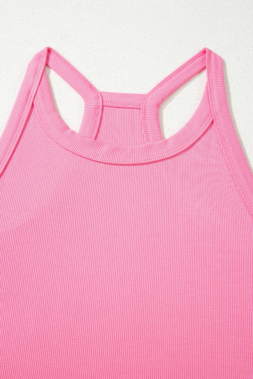 Elastic Sachet Pink Ribbed Tank Top and Sweatpants Set