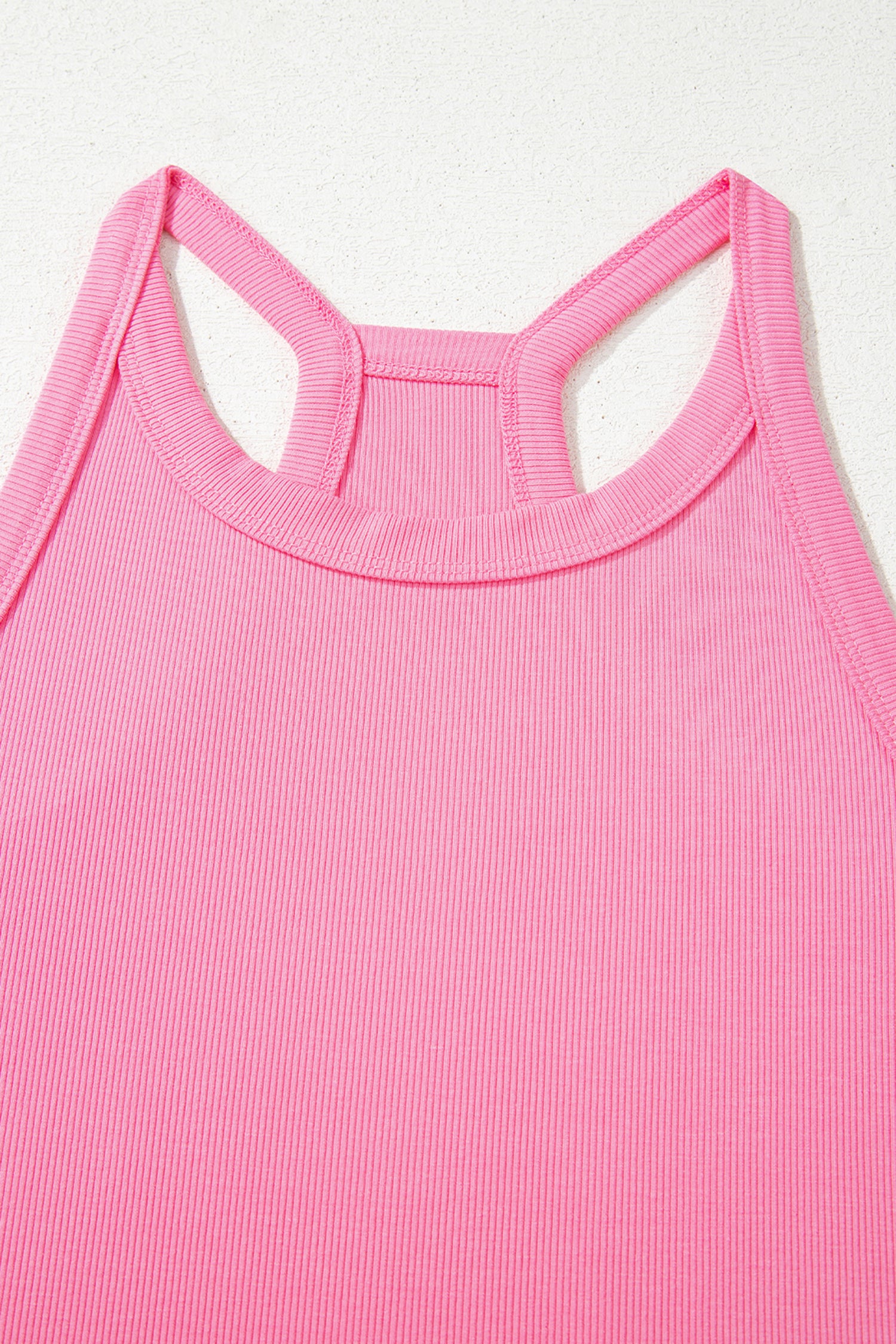 Elastic Sachet Pink Ribbed Tank Top and Sweatpants Set